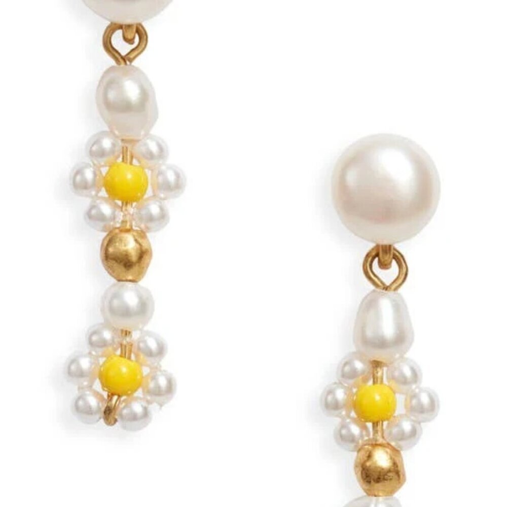 Madewell Daisy Cultured Pearl Linear Drop Earrings Freshwater Pearl